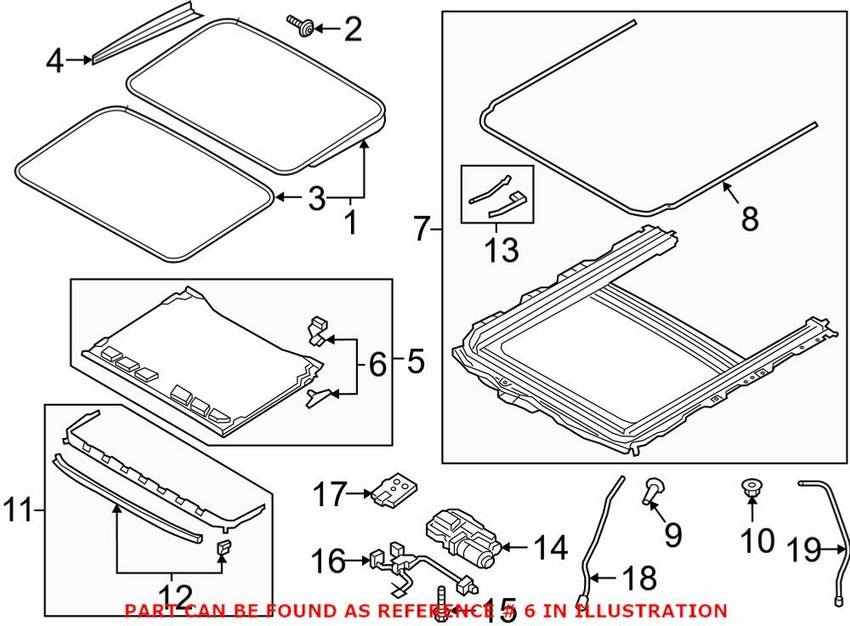 Audi Sunroof Cover Guide 8W5898924 - Genuine VW/Audi